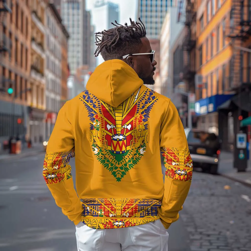Haiti Flag Zip Hoodie Traditional Dashiki Yellow Color LT03