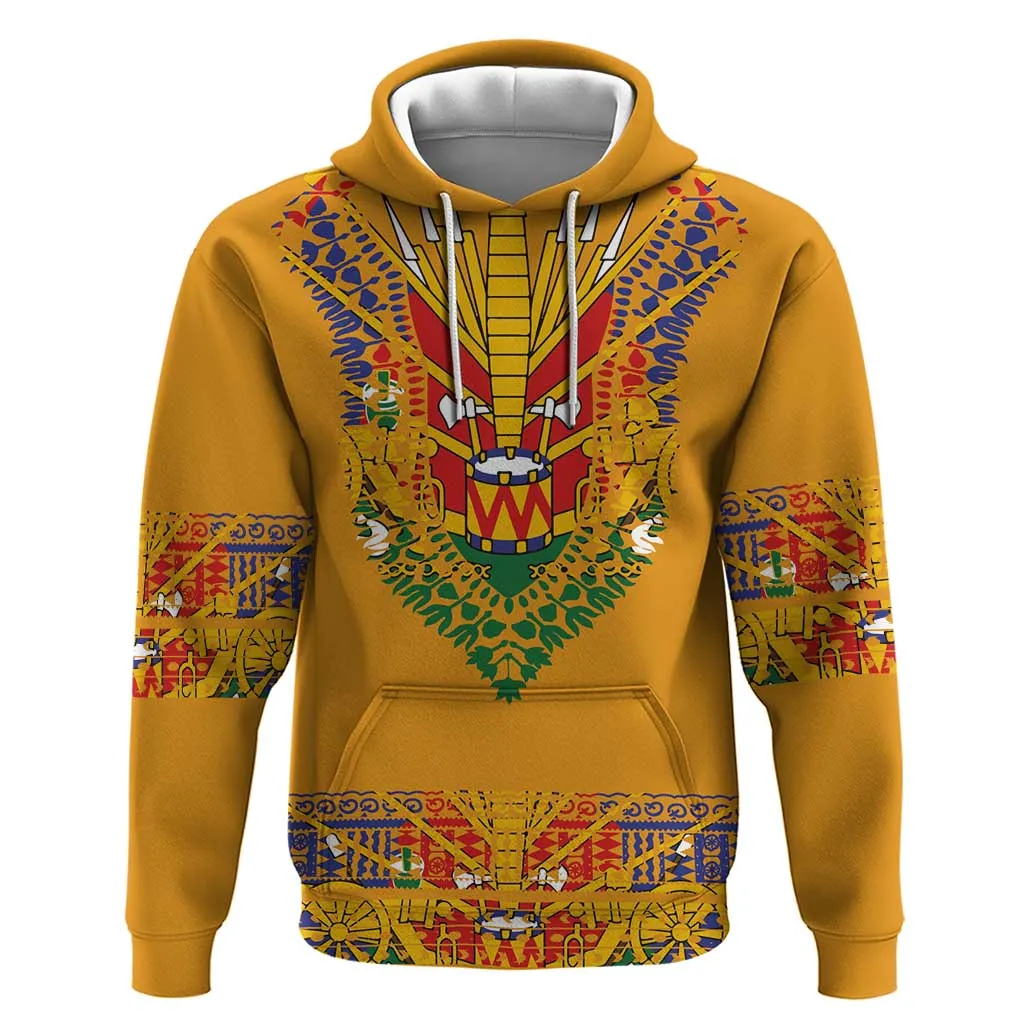 Haiti Flag Zip Hoodie Traditional Dashiki Yellow Color LT03