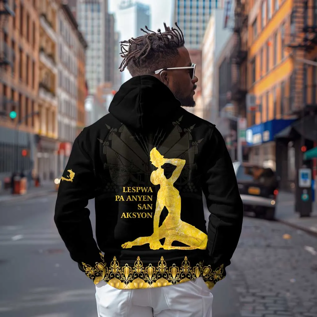 Haiti Neg Marron Zip Hoodie Lespwa pa anyen san aksyon - Gold LT01