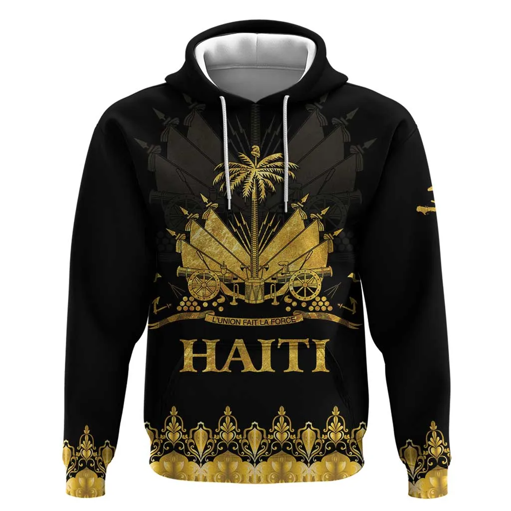 Haiti Neg Marron Zip Hoodie Lespwa pa anyen san aksyon - Gold LT01