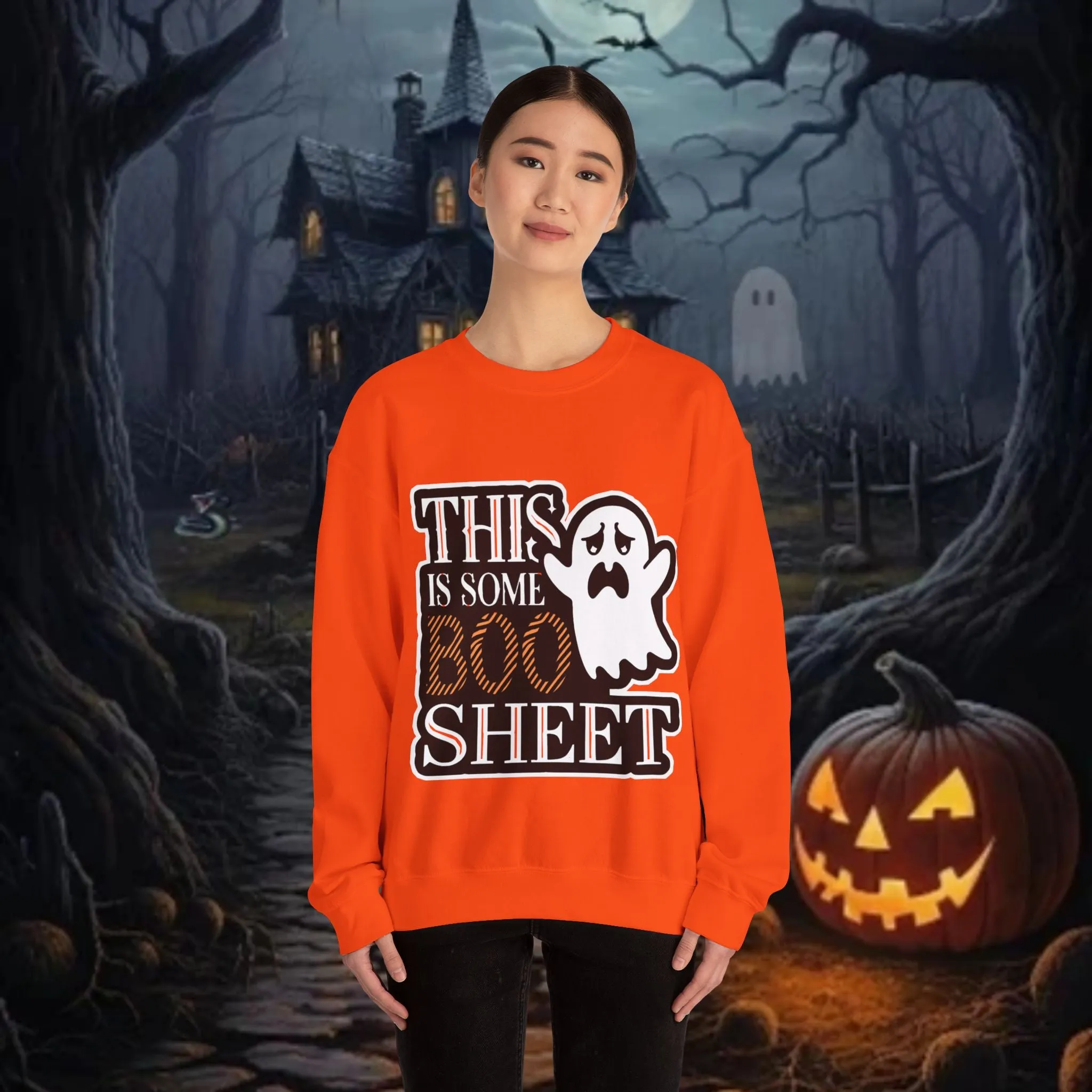 Halloween Unisex Heavy Blend™ This Is Some Boos Shit Typographical Art Crewneck Sweatshirt