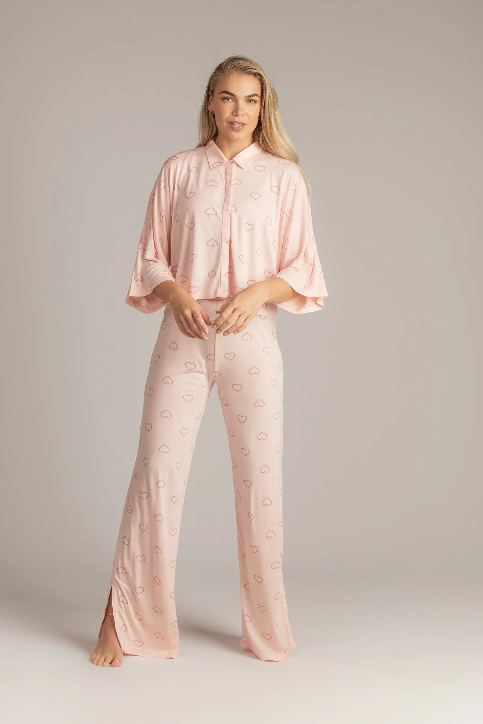 Heart Print Viscose Pyjama Set