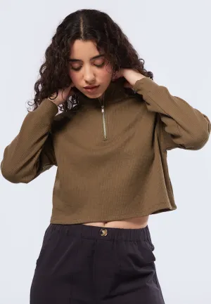 High Neck Sweatshirt with Zipper