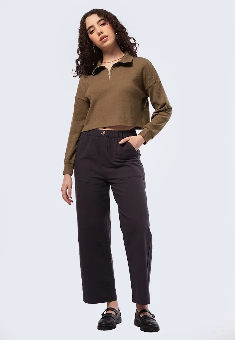 High Neck Sweatshirt with Zipper