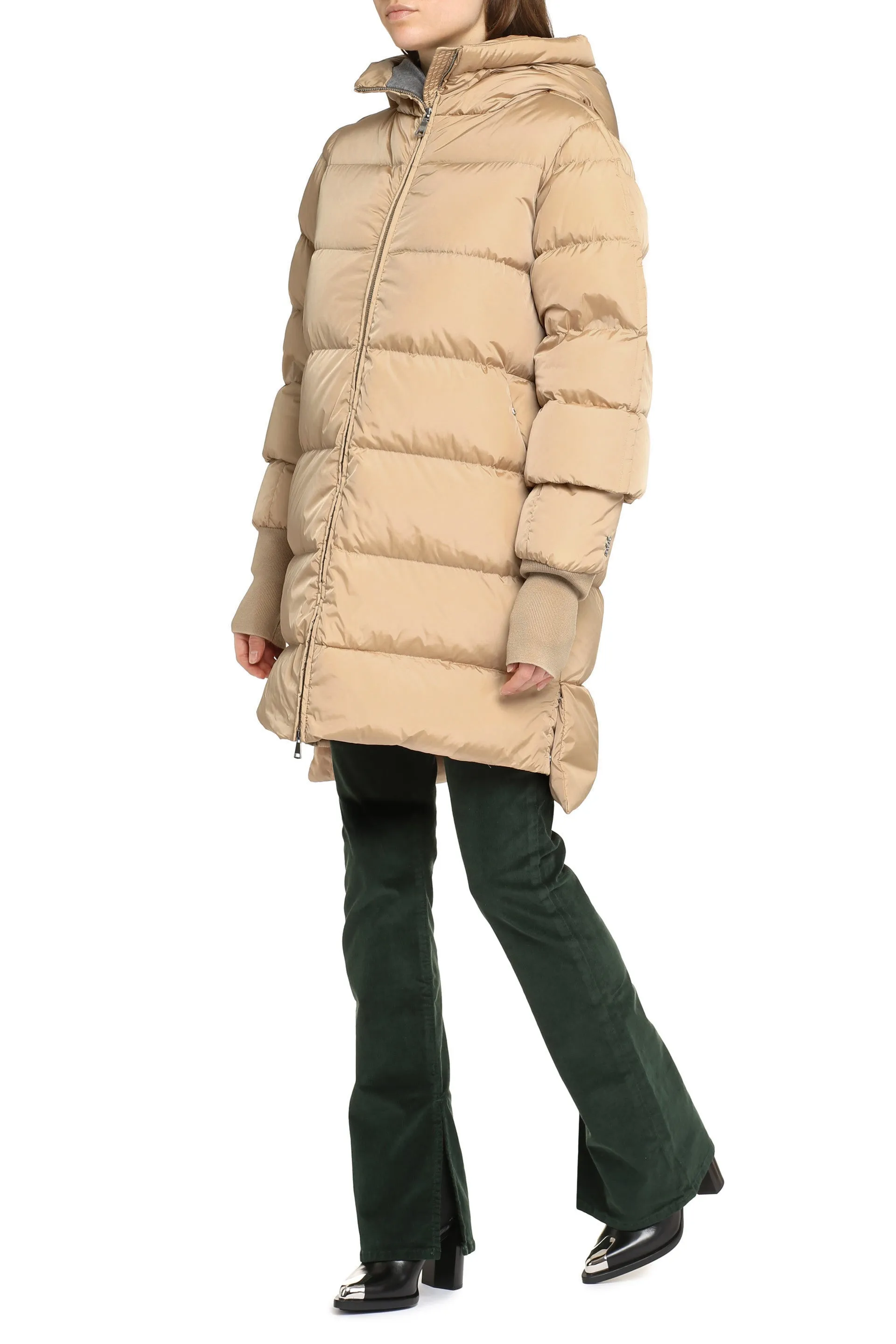 Hooded nylon down jacket