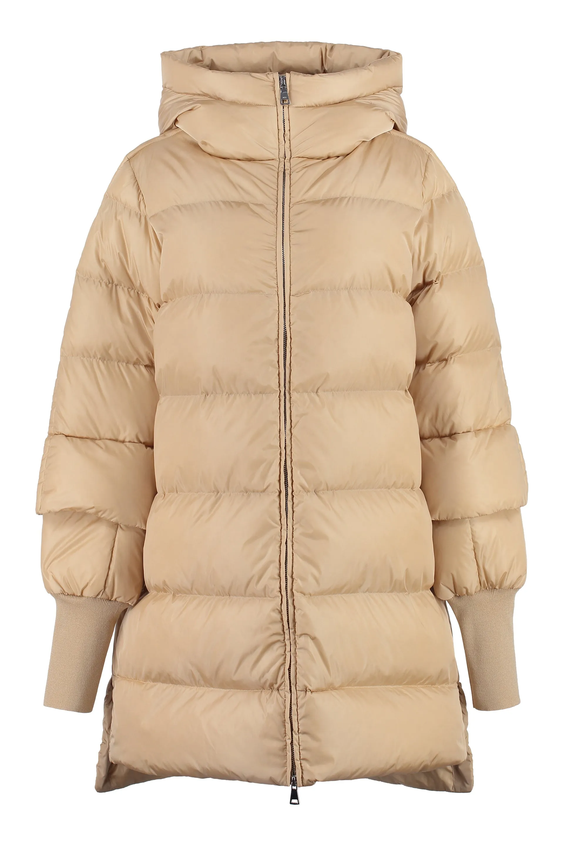Hooded nylon down jacket