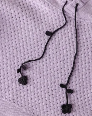 Žilvinas: Lilac Merino Wool Hoodie With Black Strings