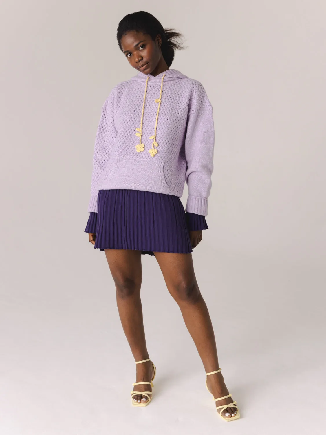 Žilvinas: Lilac Merino Wool Hoodie With Black Strings