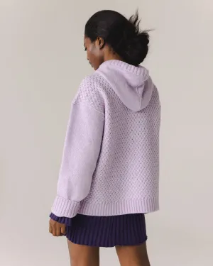 Žilvinas Merino Wool Hoodie Lilac / Off White Flower