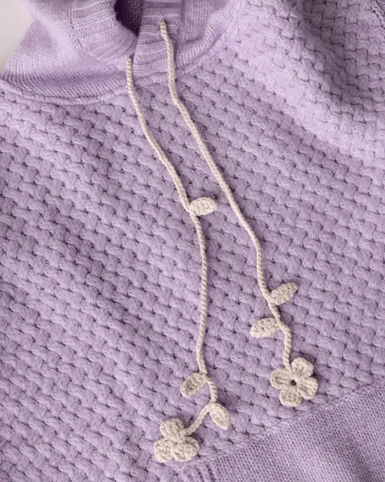 Žilvinas Merino Wool Hoodie Lilac / Off White Flower