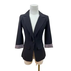 IZ Byer Black 3/4 Sleeve Blazer With Striped Cuffs Womens Size X-Small