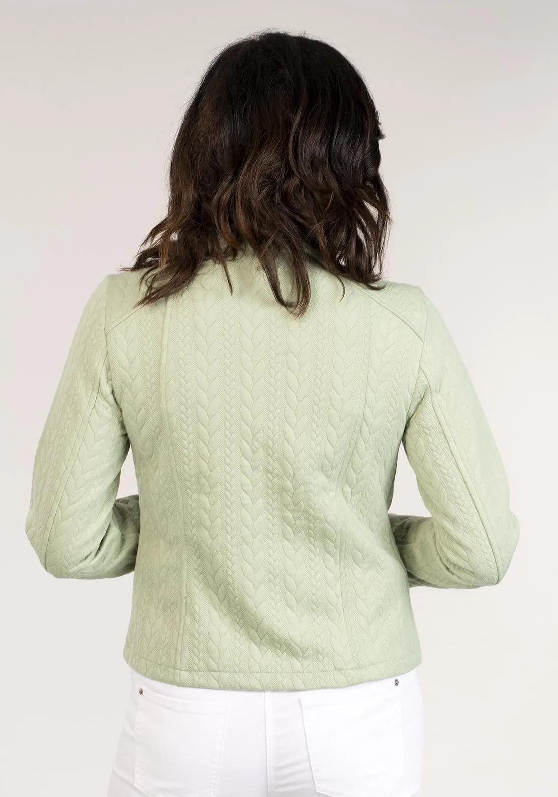 Jacquard Zip Jacket W Pockets - Green