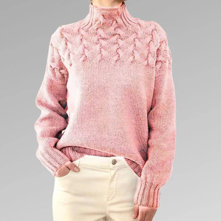 Jumper with elegant and warm turtleneck, cross-stitch design, unisex