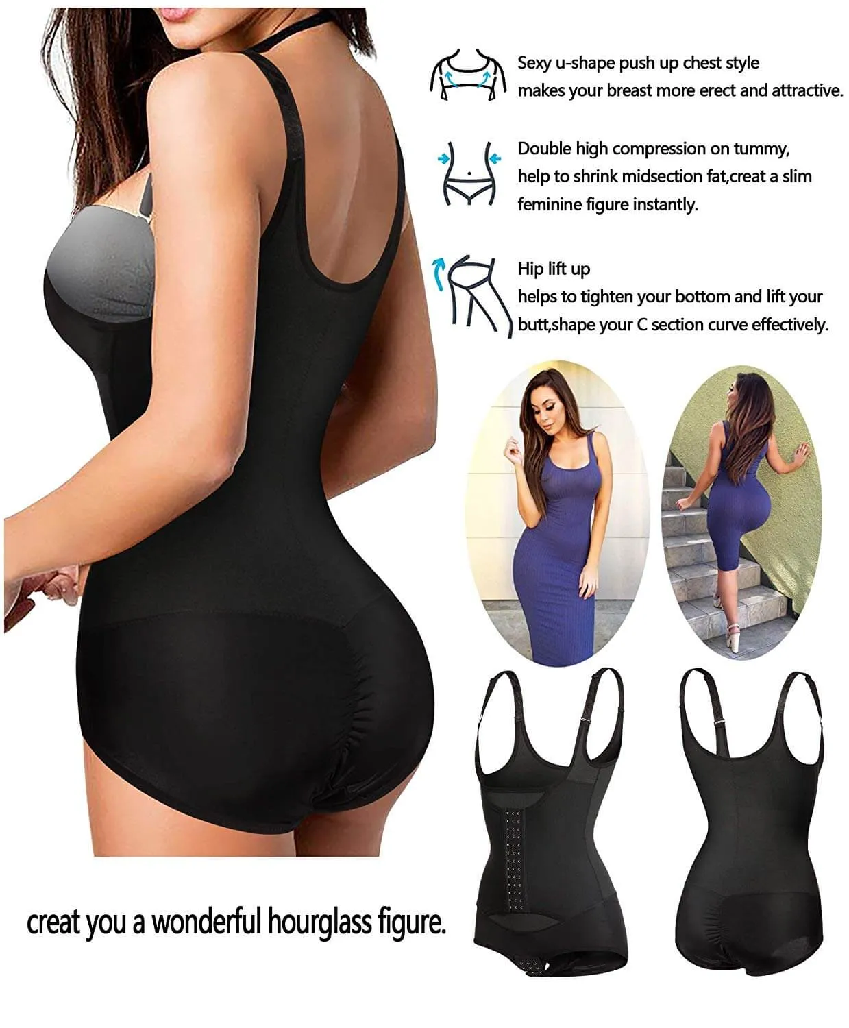 Junlan Women Full Body Shaper Corset  with Adjustable Straps