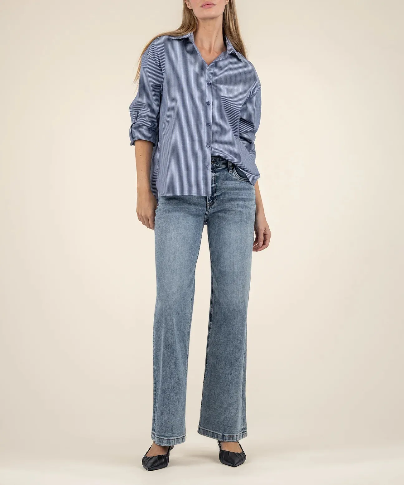 Kaiya Striped Boyfriend Shirt - Kut