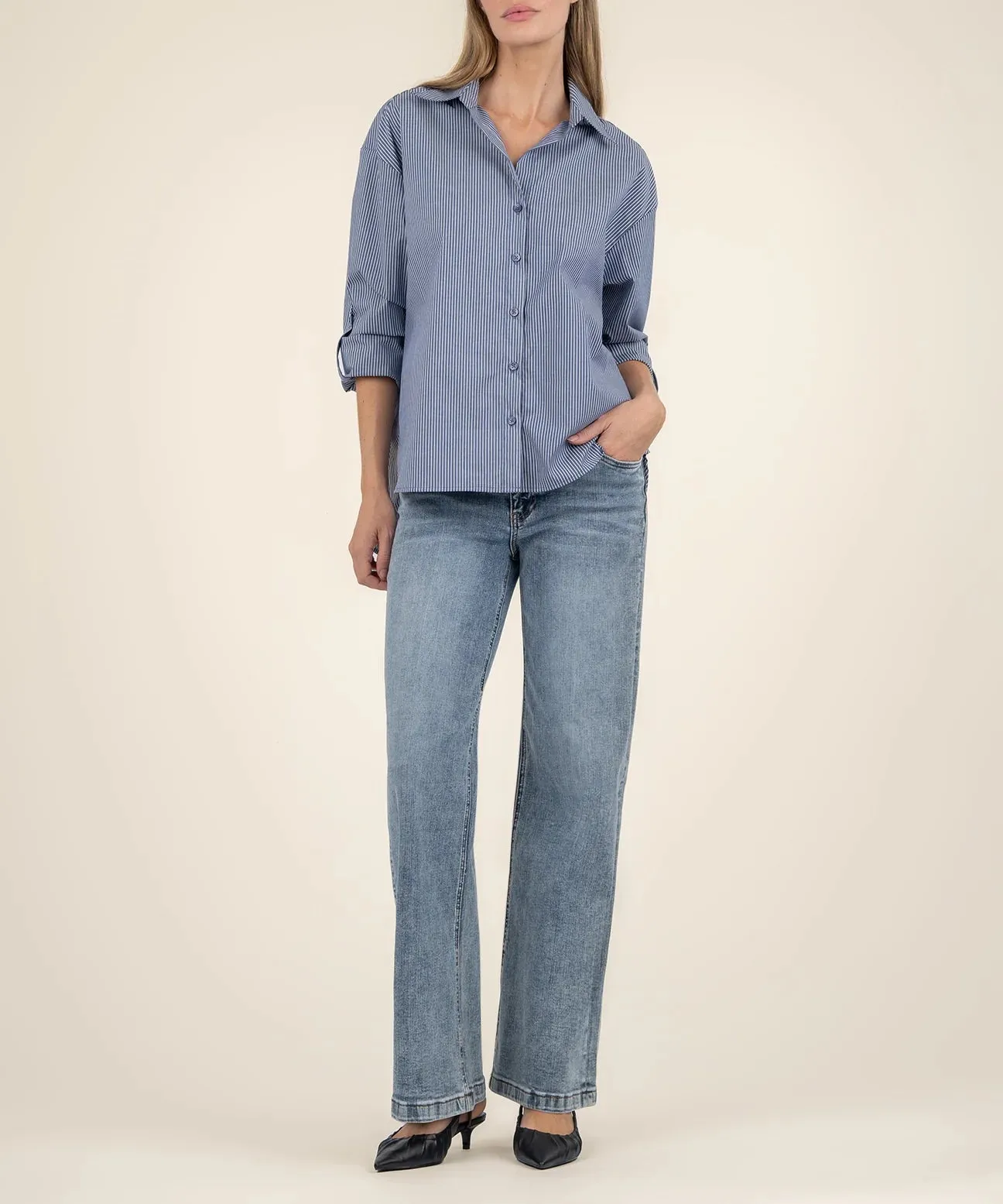 Kaiya Striped Boyfriend Shirt - Kut