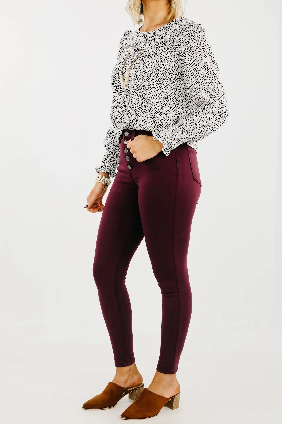 Kan Can 10 Inch High Rise Button Front Skinny - KC9252BG  - FINAL SALE
