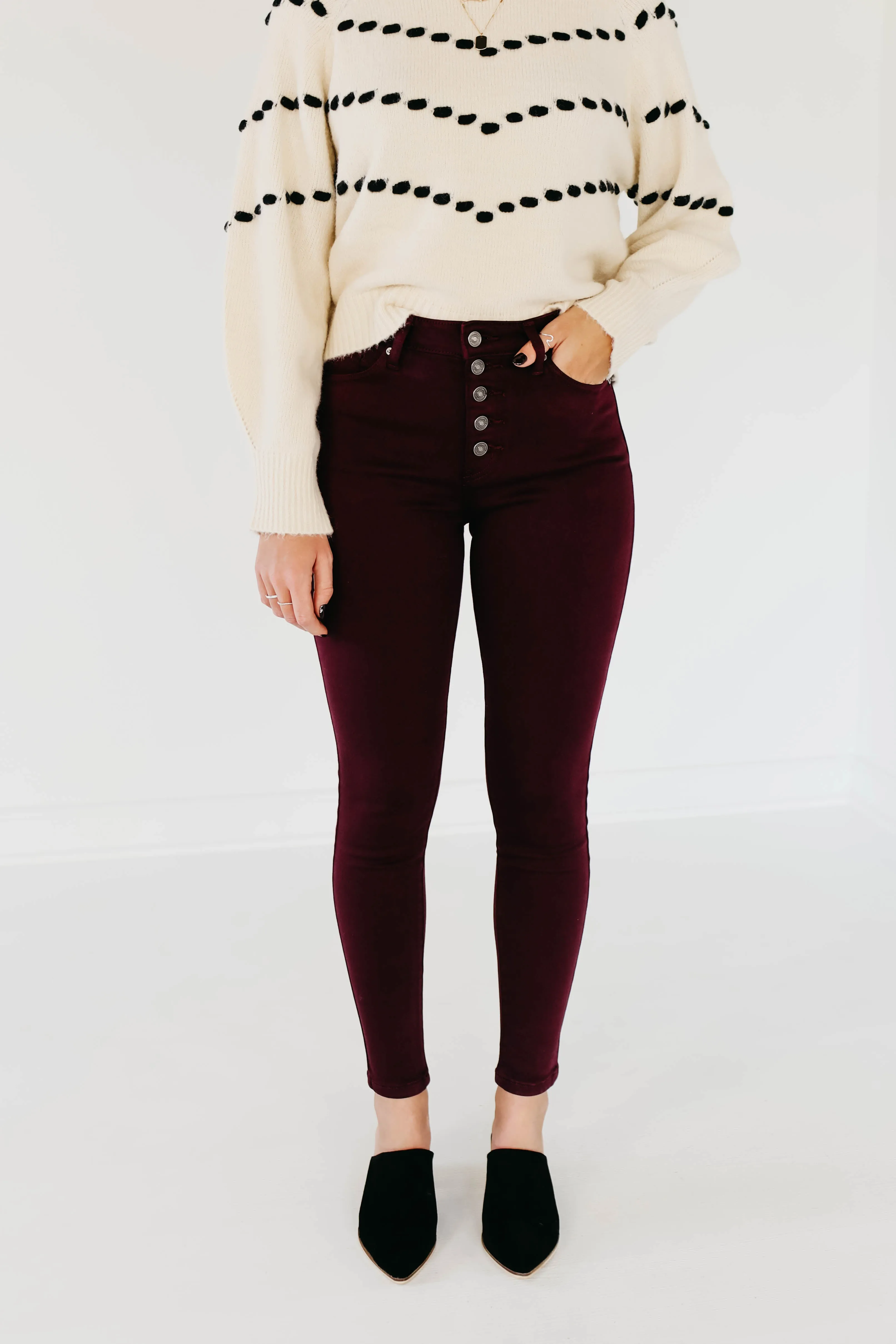 Kan Can 10 Inch High Rise Button Front Skinny - KC9252BG  - FINAL SALE