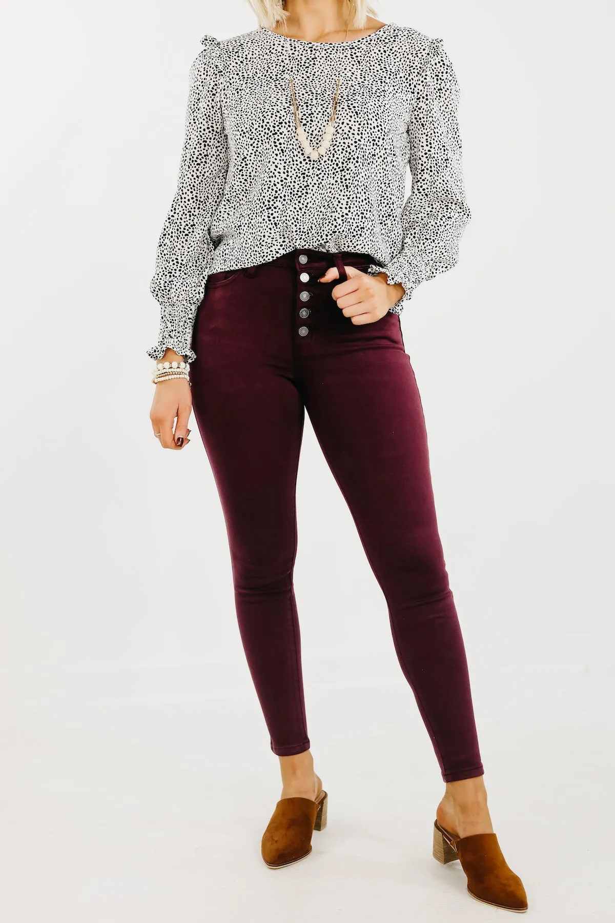 Kan Can 10 Inch High Rise Button Front Skinny - KC9252BG  - FINAL SALE