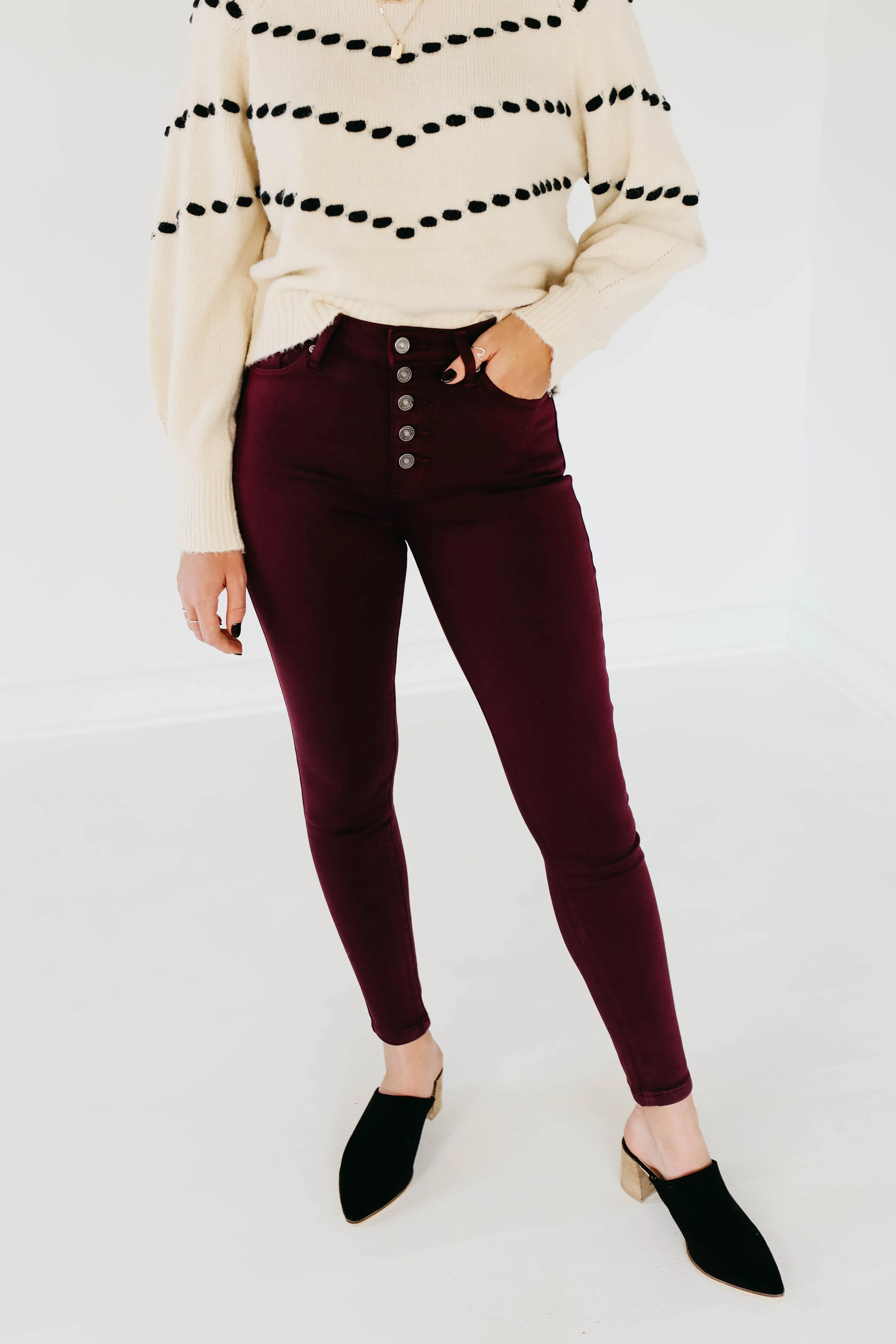 Kan Can 10 Inch High Rise Button Front Skinny - KC9252BG  - FINAL SALE