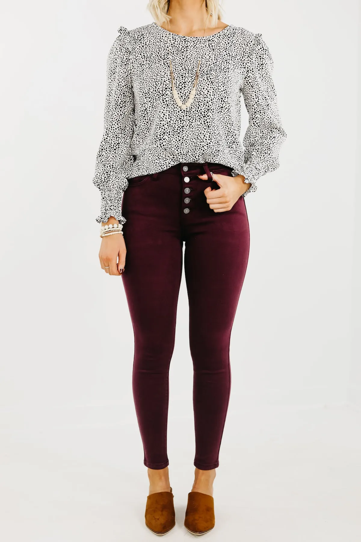 Kan Can 10 Inch High Rise Button Front Skinny - KC9252BG  - FINAL SALE
