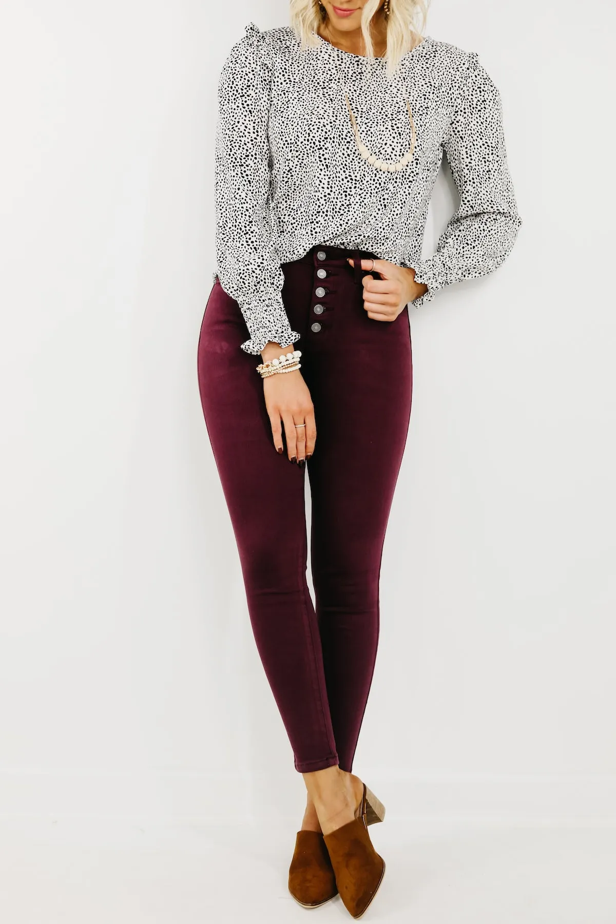 Kan Can 10 Inch High Rise Button Front Skinny - KC9252BG  - FINAL SALE