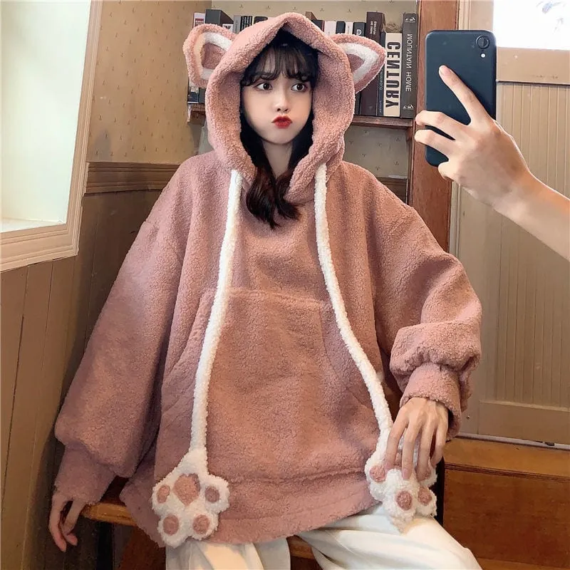 Kawaii Bear's Ear Sherpa Hoodies