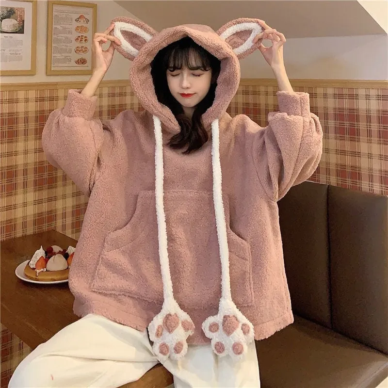 Kawaii Bear's Ear Sherpa Hoodies
