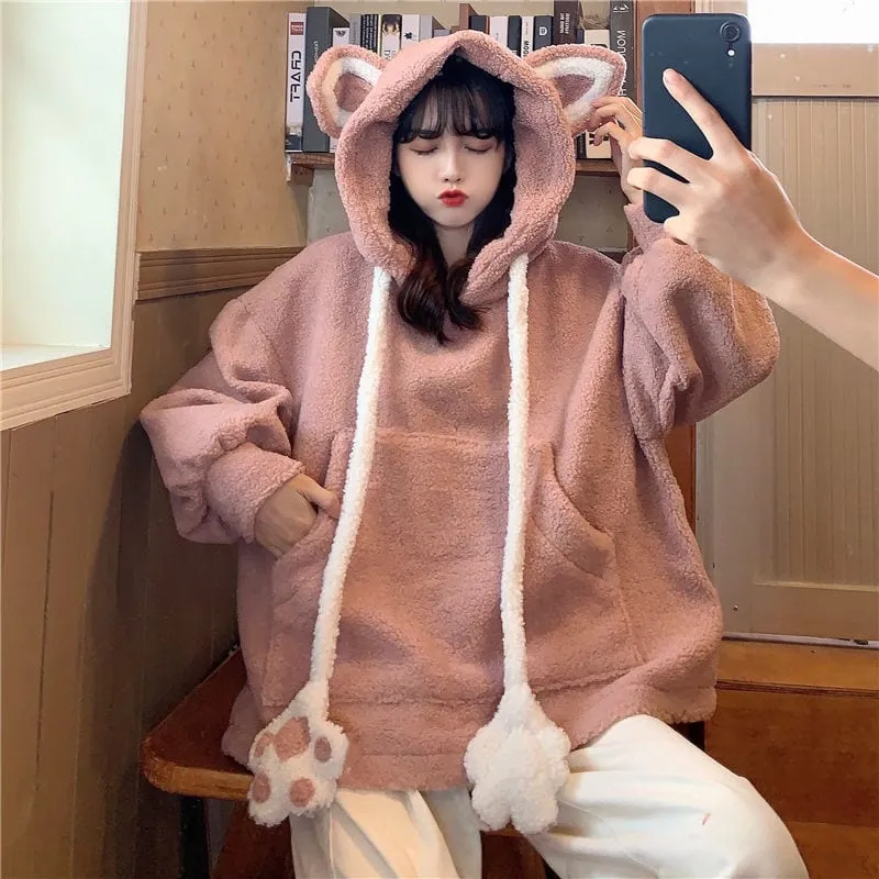 Kawaii Bear's Ear Sherpa Hoodies