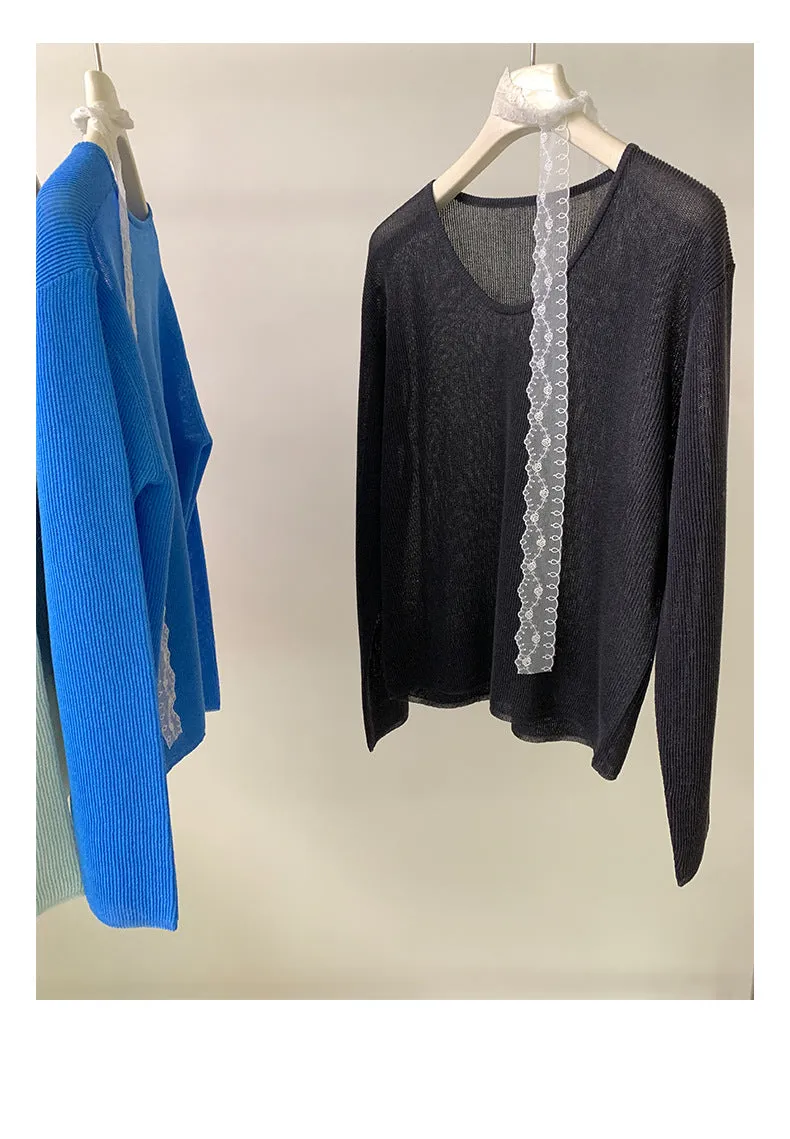 Lace V-neck sweater