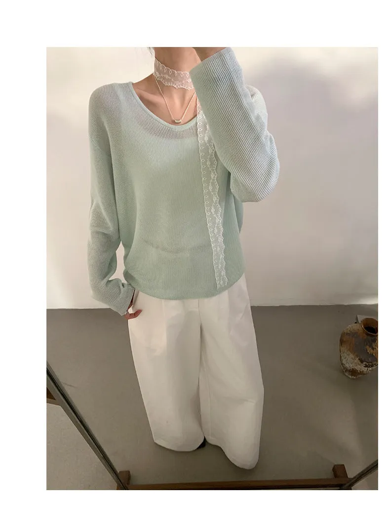 Lace V-neck sweater