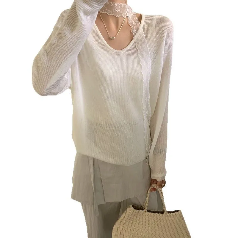 Lace V-neck sweater