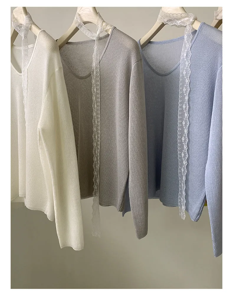 Lace V-neck sweater