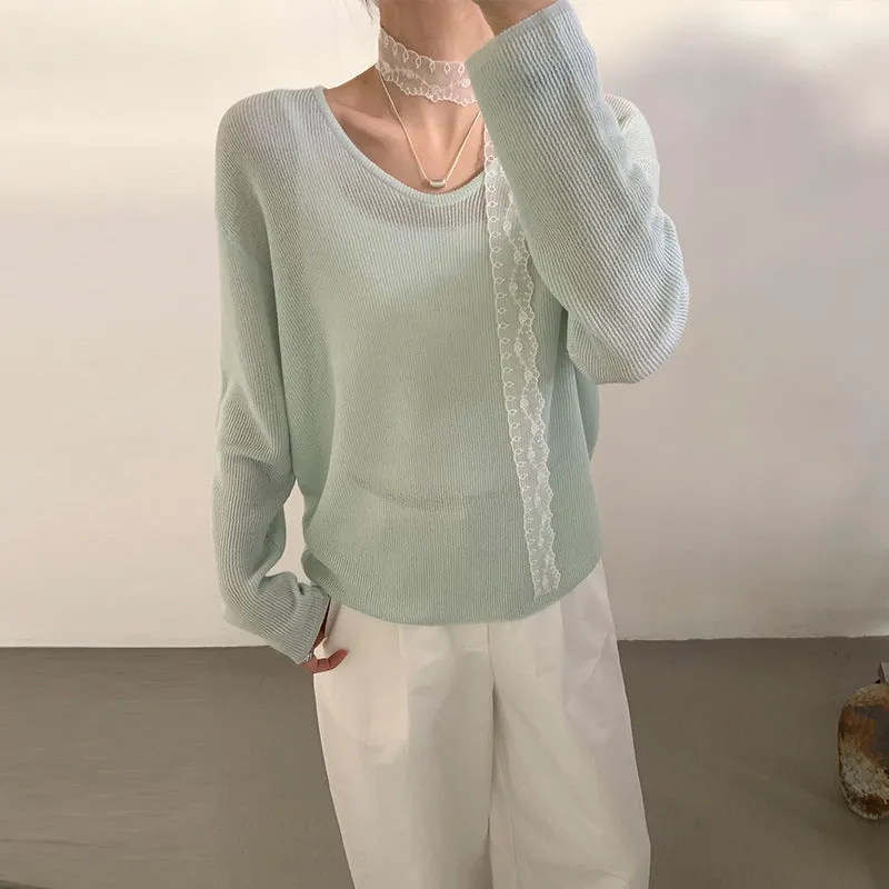 Lace V-neck sweater