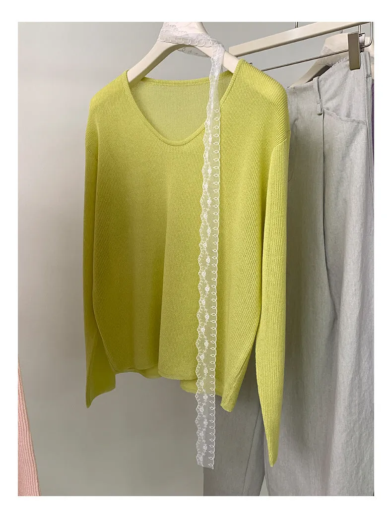 Lace V-neck sweater
