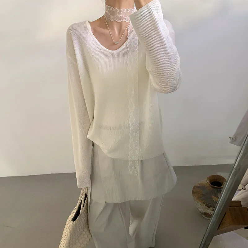 Lace V-neck sweater