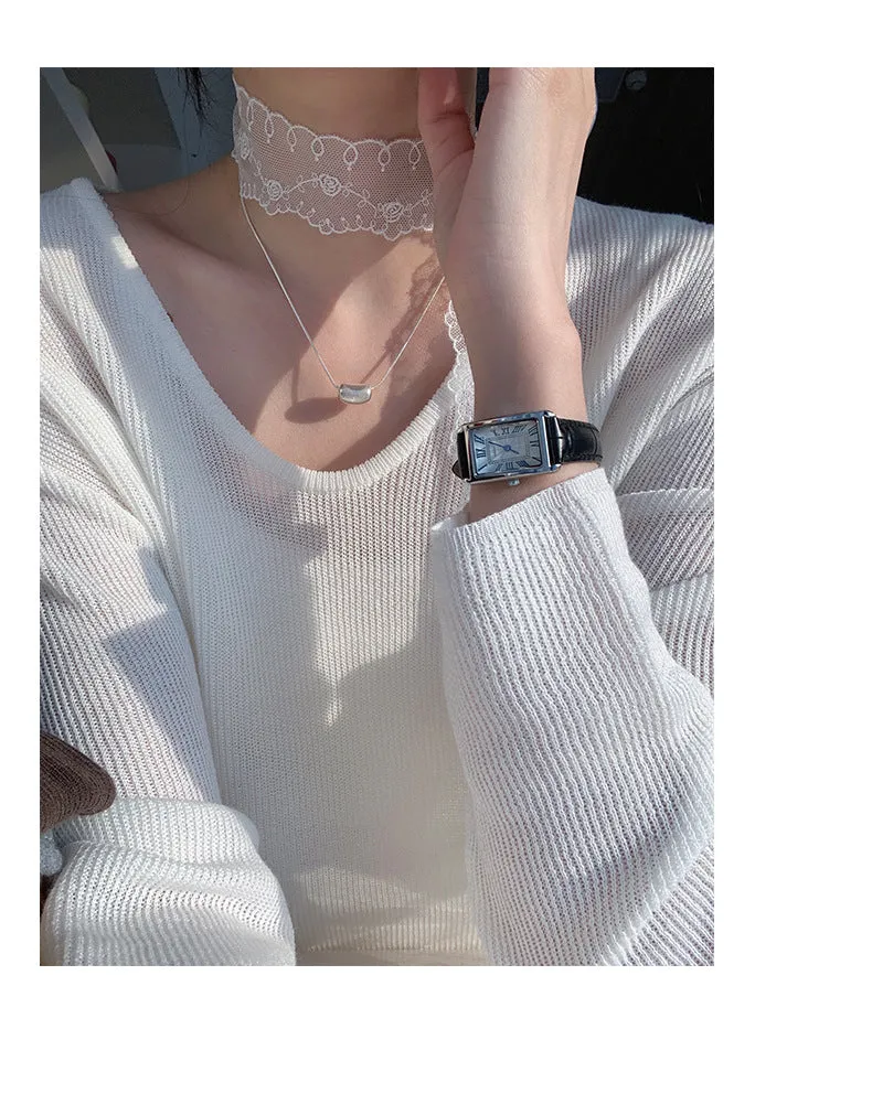 Lace V-neck sweater