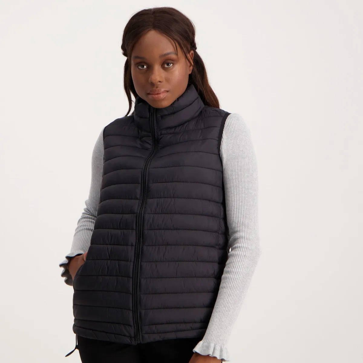 Ladies-Feather Gilet - Black