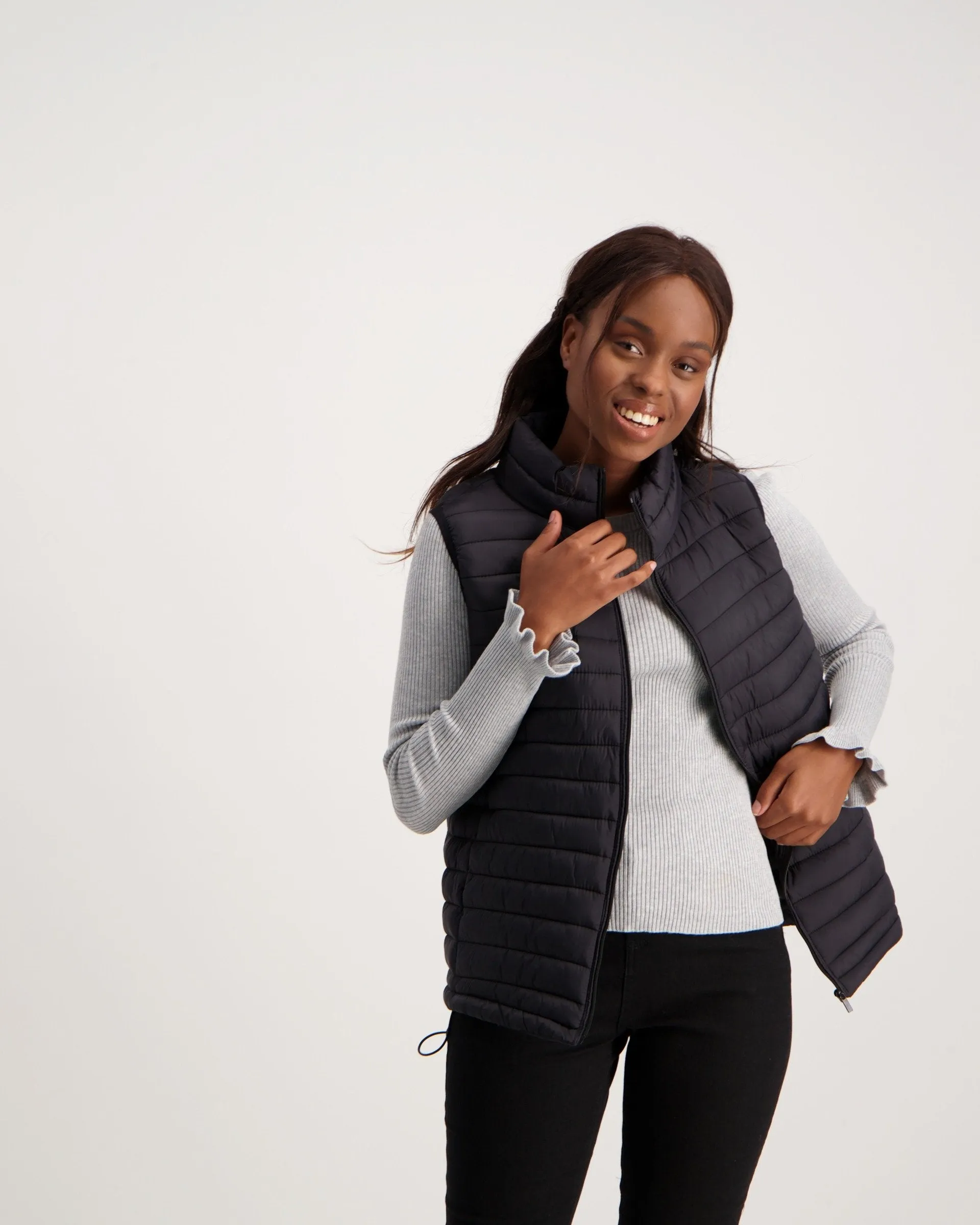 Ladies-Feather Gilet - Black