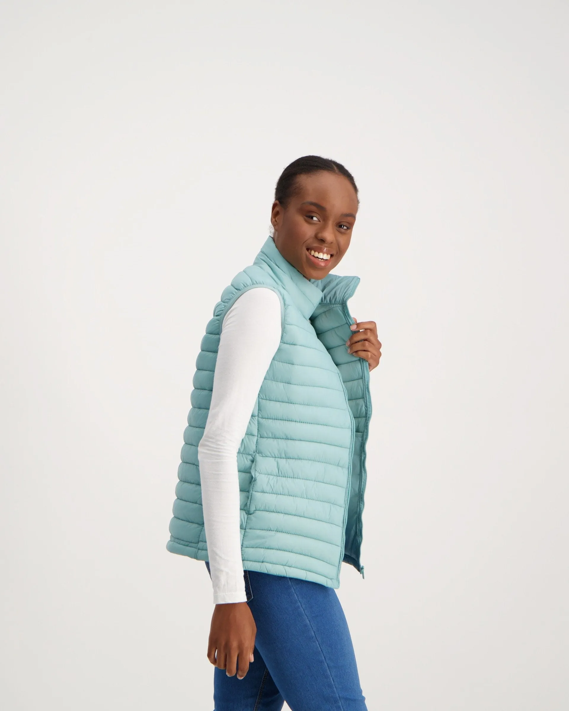 Ladies-Feather Gilet - Mint