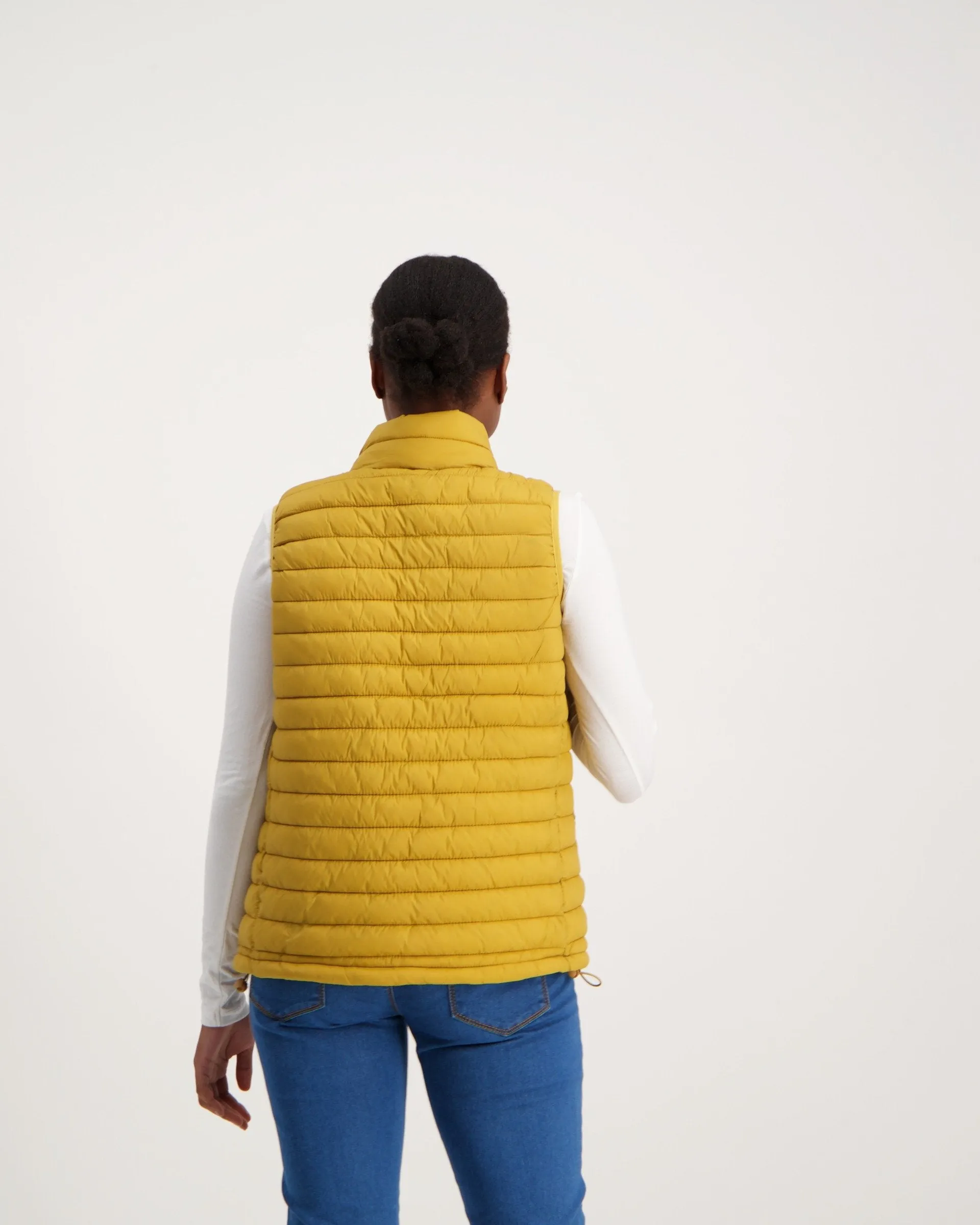 Ladies-Feather Gilet - Mustard