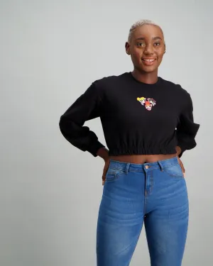 Ladies Power Puff Girl Fleece Top - Black