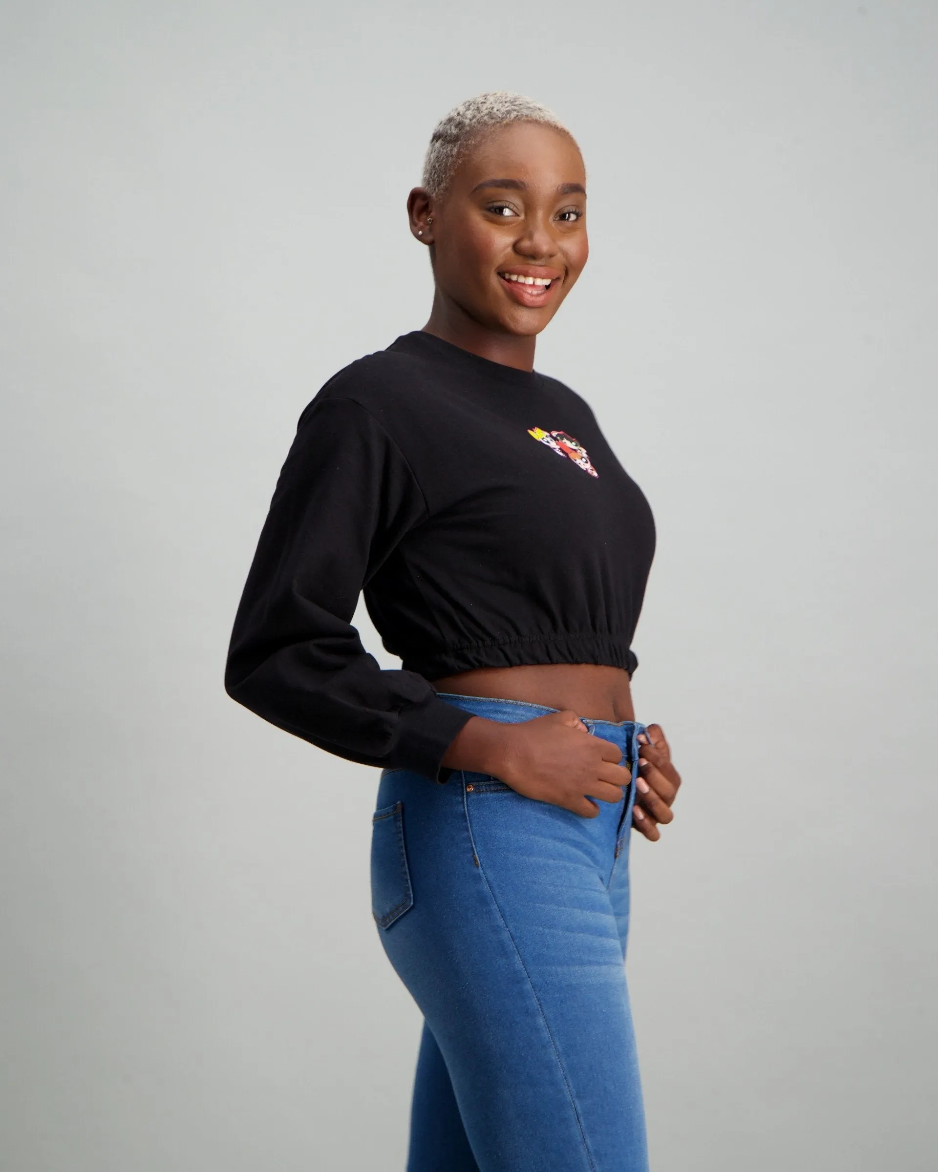 Ladies Power Puff Girl Fleece Top - Black
