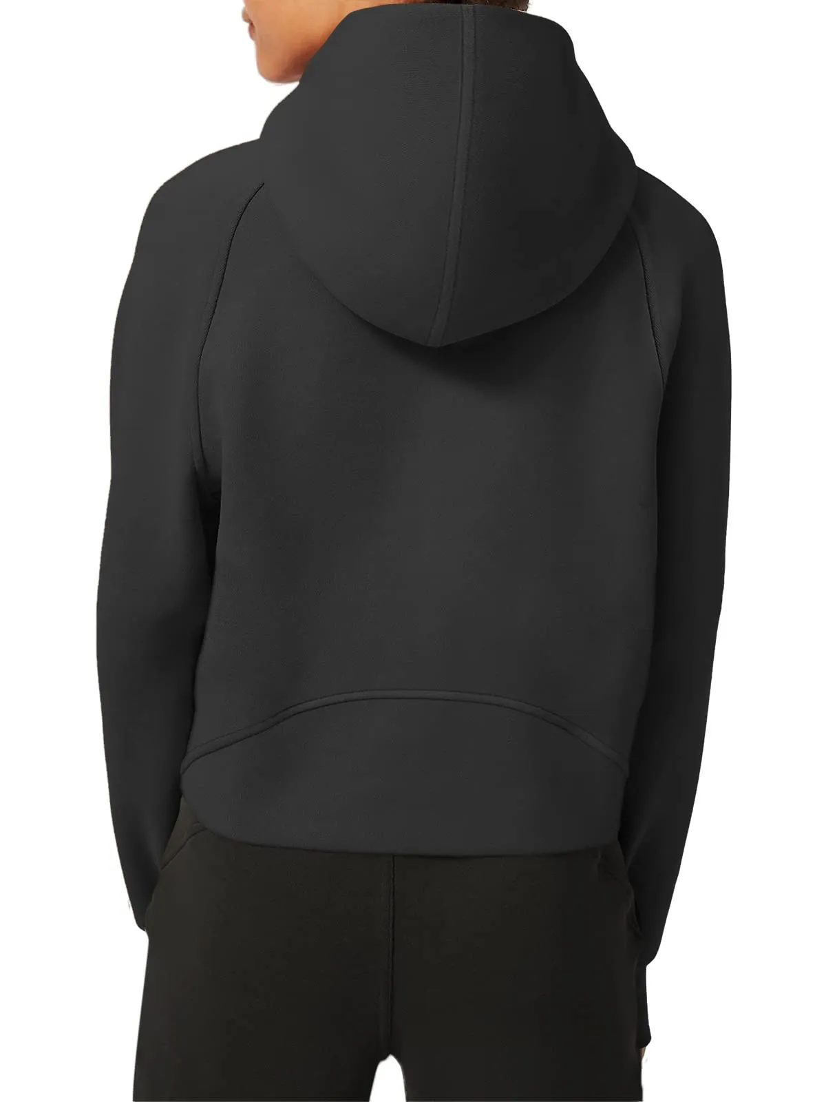LASLULU Womens Fuzzy Cropped Hoodies Sport Athletic Zip Up Stand Collar Sweater Fleece Lined Sweatshirt Long Sleeve Pullover Tops Pockets