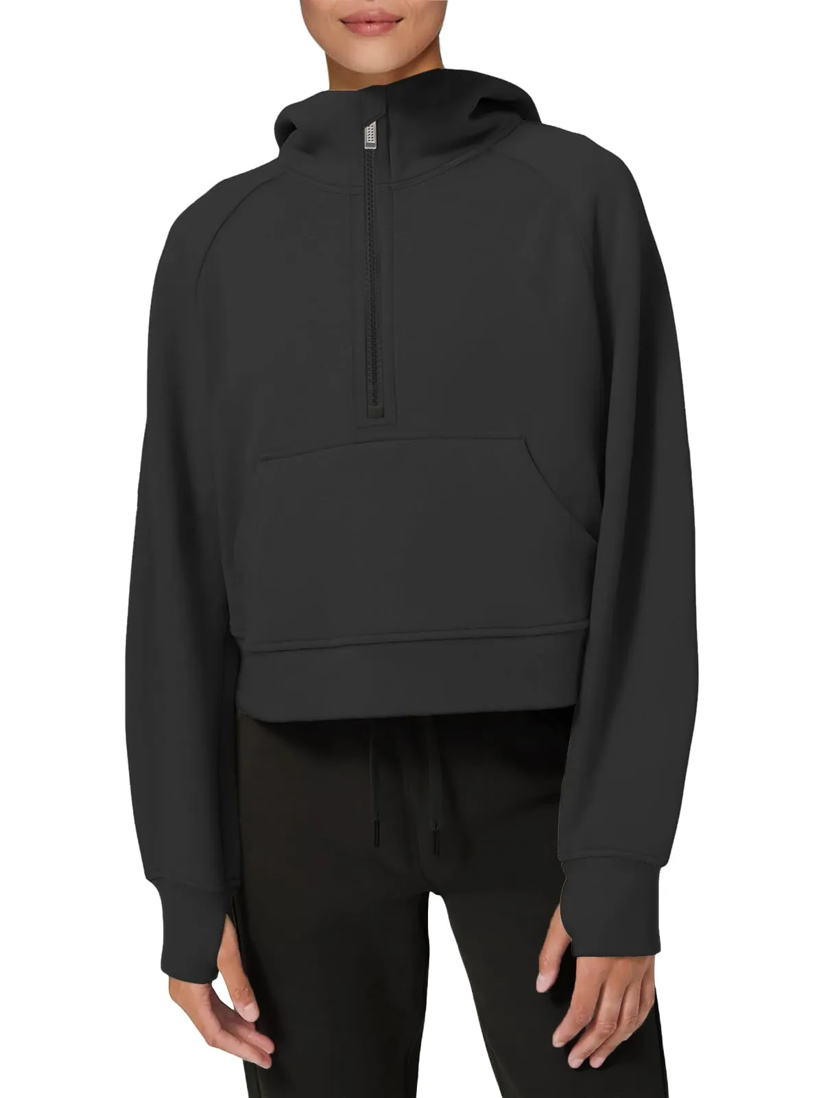 LASLULU Womens Fuzzy Cropped Hoodies Sport Athletic Zip Up Stand Collar Sweater Fleece Lined Sweatshirt Long Sleeve Pullover Tops Pockets