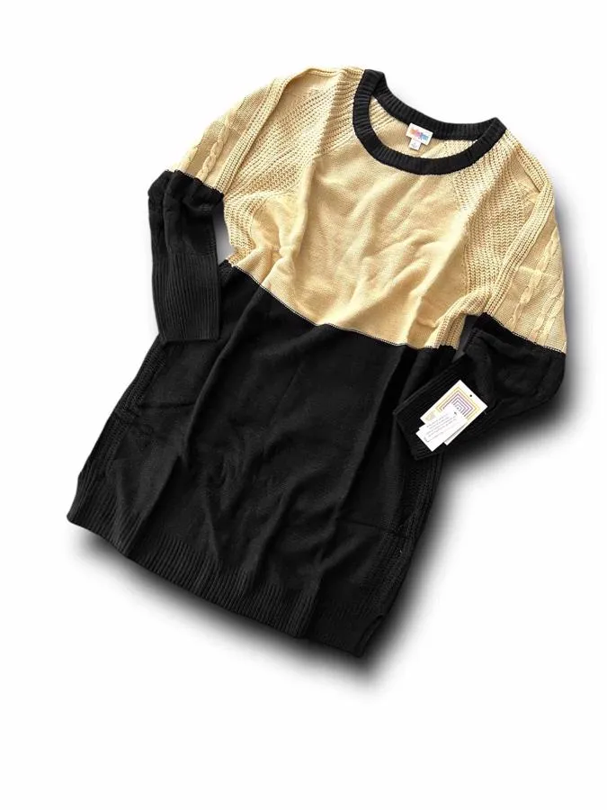Lauren - Cream Black Block Knit