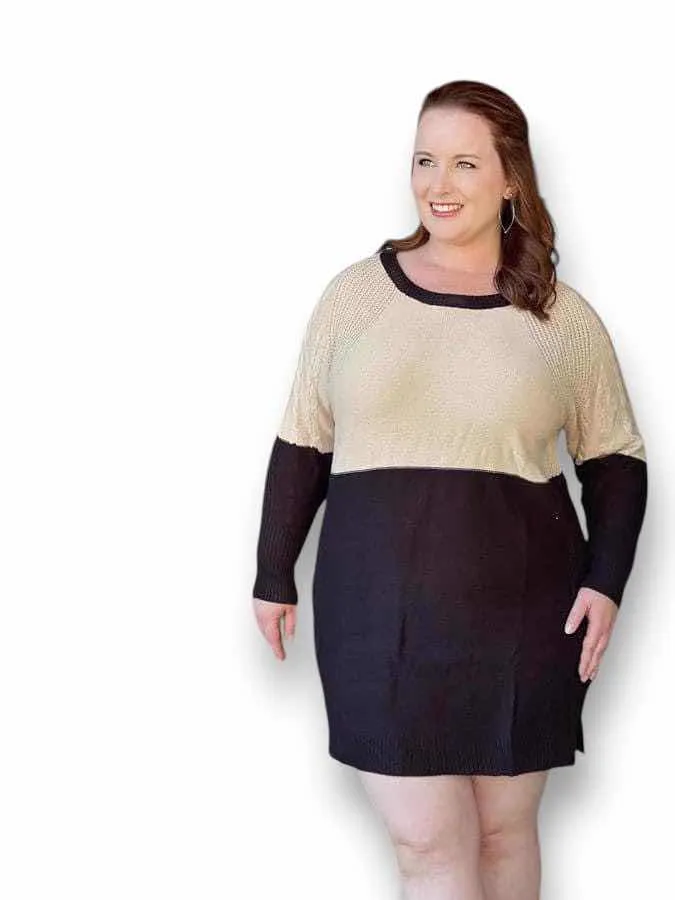Lauren - Cream Black Block Knit