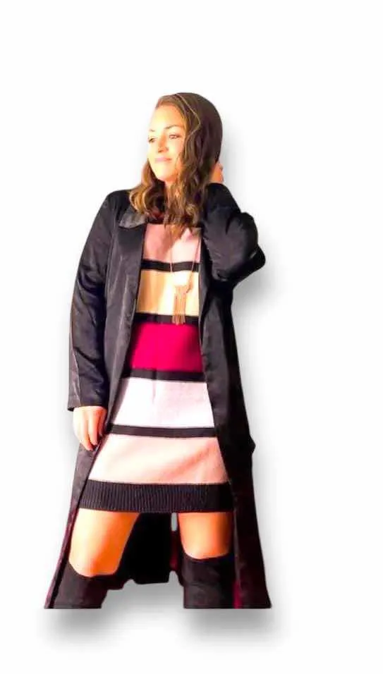Lauren - Maroon Blush Cream Stripe Sweater Knit