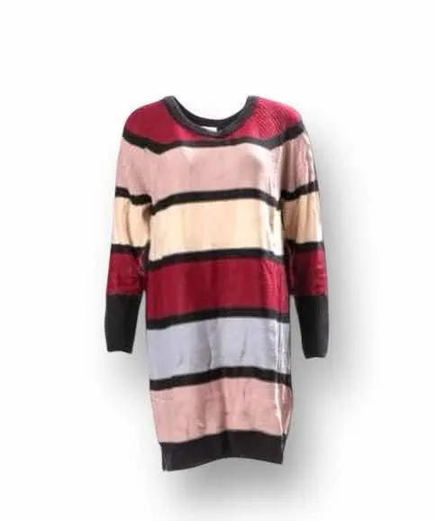 Lauren - Maroon Blush Cream Stripe Sweater Knit
