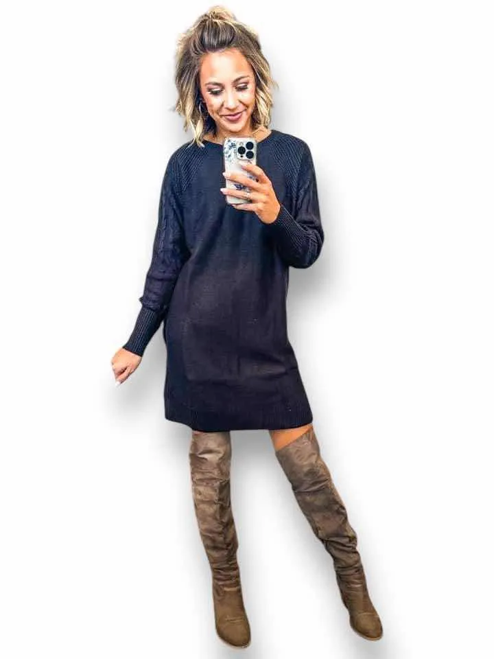 Lauren - Solid Black Sweater Knit